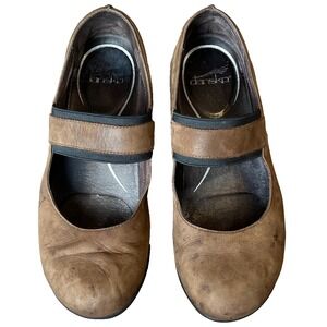 Dansko Mary Jane Leather Strap Walking Shoes Brown Womens 11.5-12 EU 42
